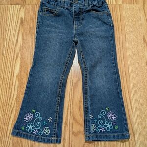 Embroidered 3T Blue Denim Bell Bottom Kids Jeans Faded Glory 90s Y2K